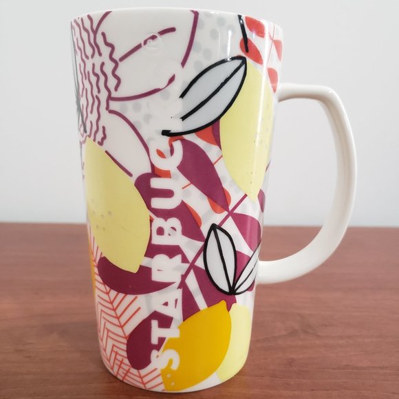Starbucks Mug Coffee Tea Floral Design Flower Design Collectable 2015 473ml 16oz - Picture 1 of 5